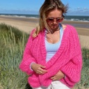 Camelia Cardigan - Fluo pink w sleeve detail - Size S/M
