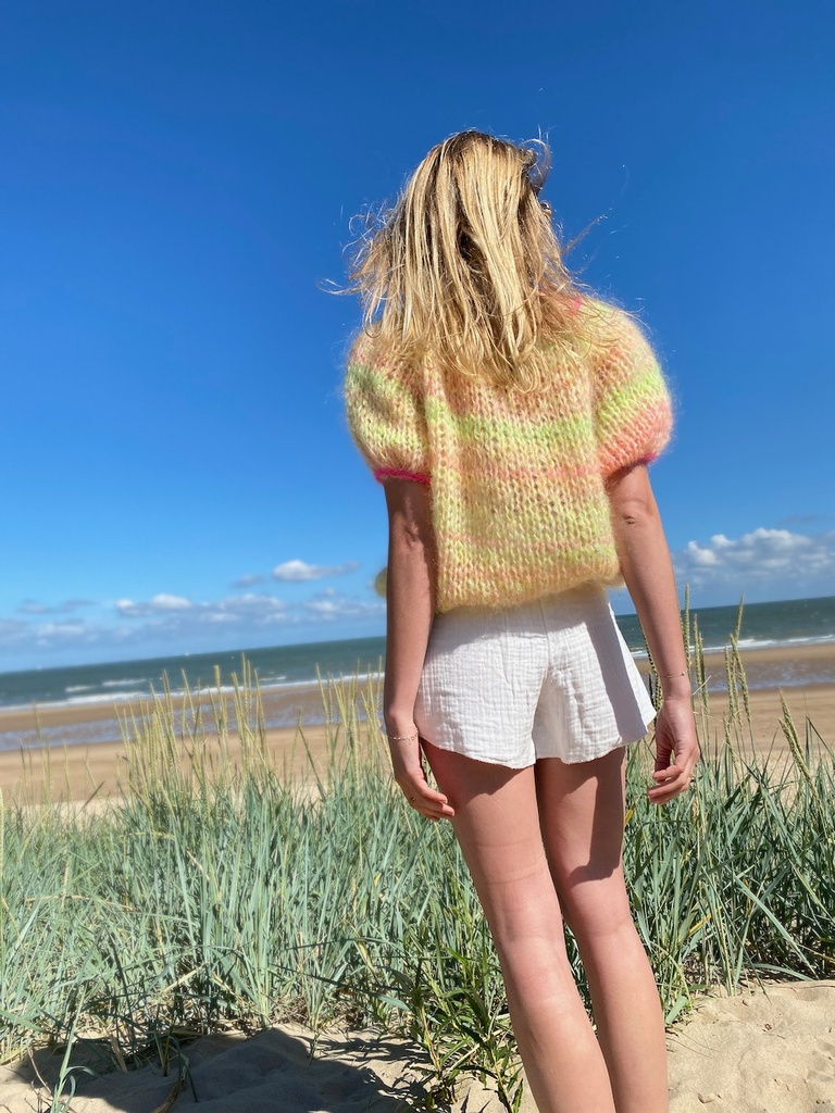 Poppy cropped top - Multi - Fluo pink - Size S/M