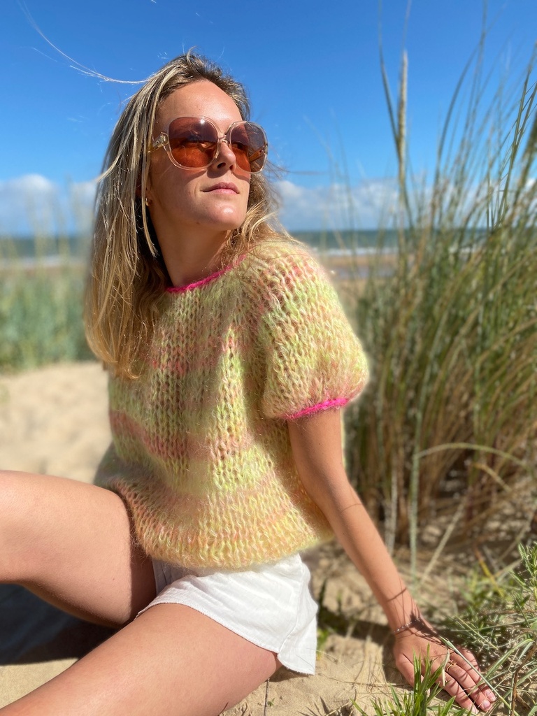 Poppy cropped top - Multi - Fluo pink - Size S/M