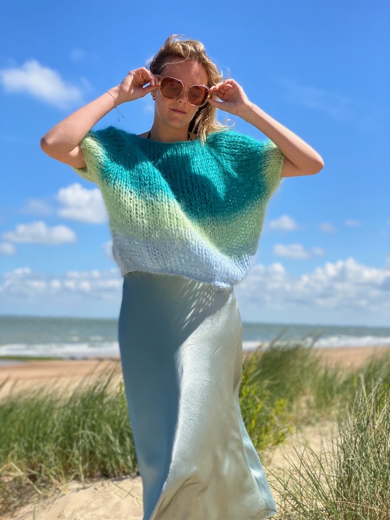 Poppy cropped top - Ombré - Petrol/Mint green/Blue - Size S/M