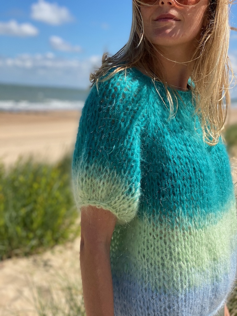 Poppy cropped top - Ombré - Petrol/Mint green/Blue - Size S/M