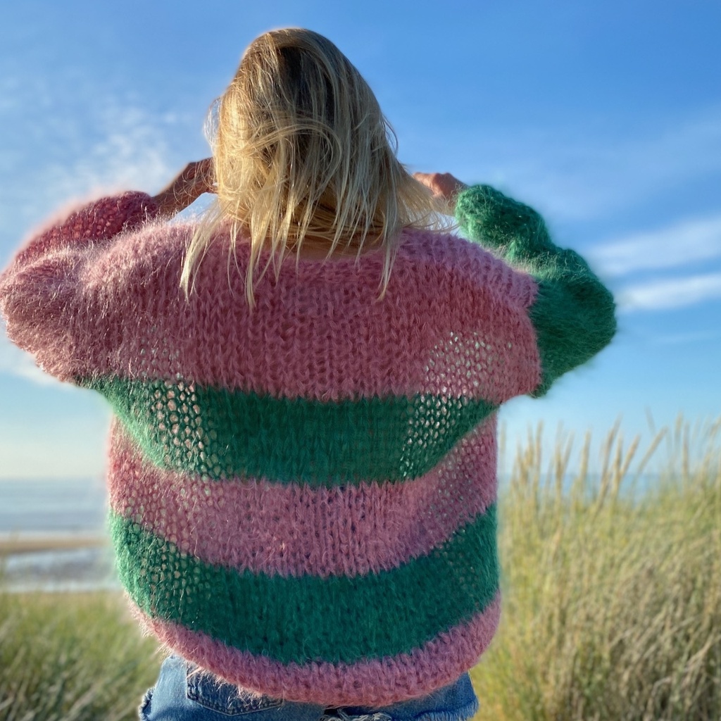 Juliette striped sweater - Pink/Green - Size S/M