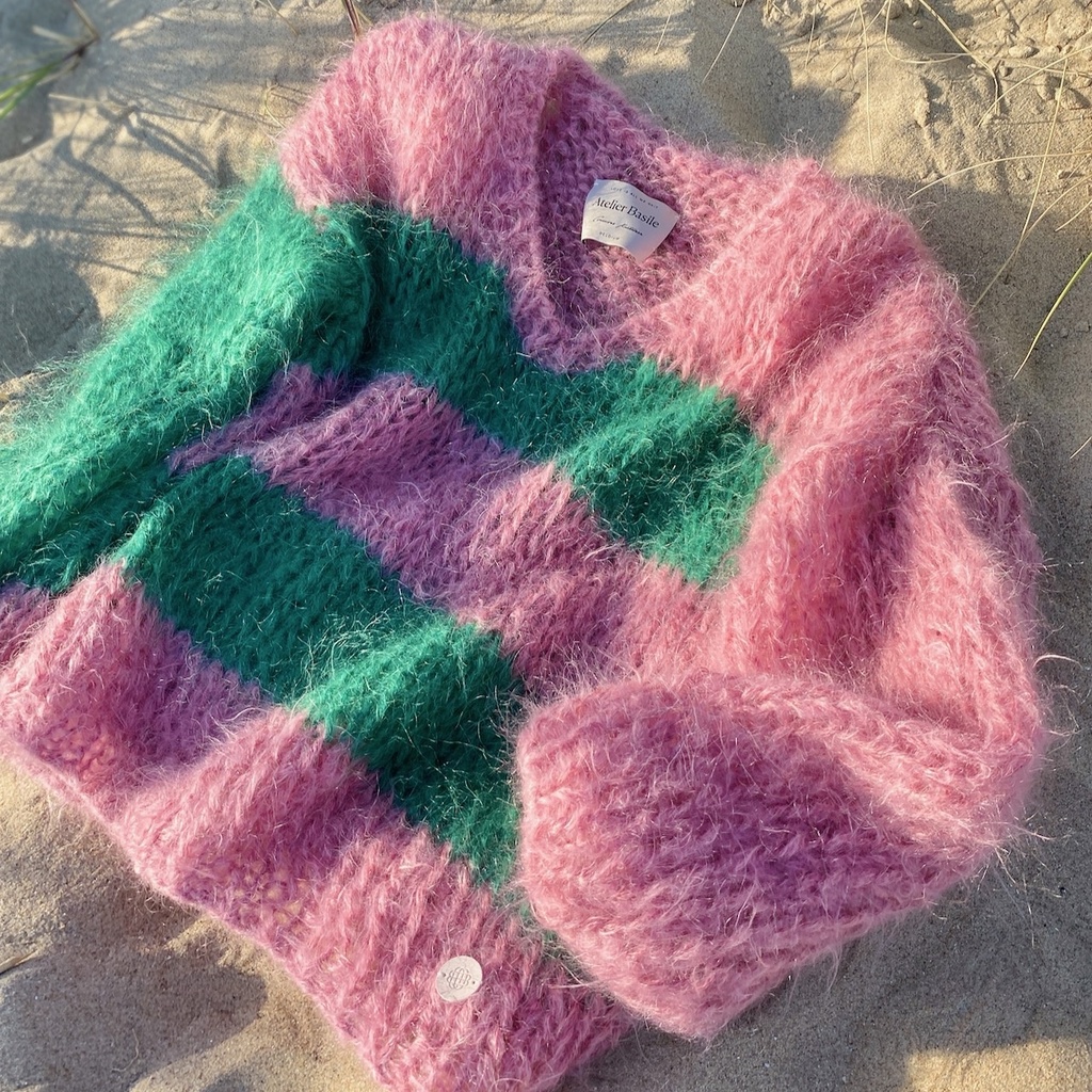 Juliette striped sweater - Pink/Green - Size S/M