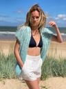 Hana cropped sleeveless cardigan - Blue w multicolor sequins