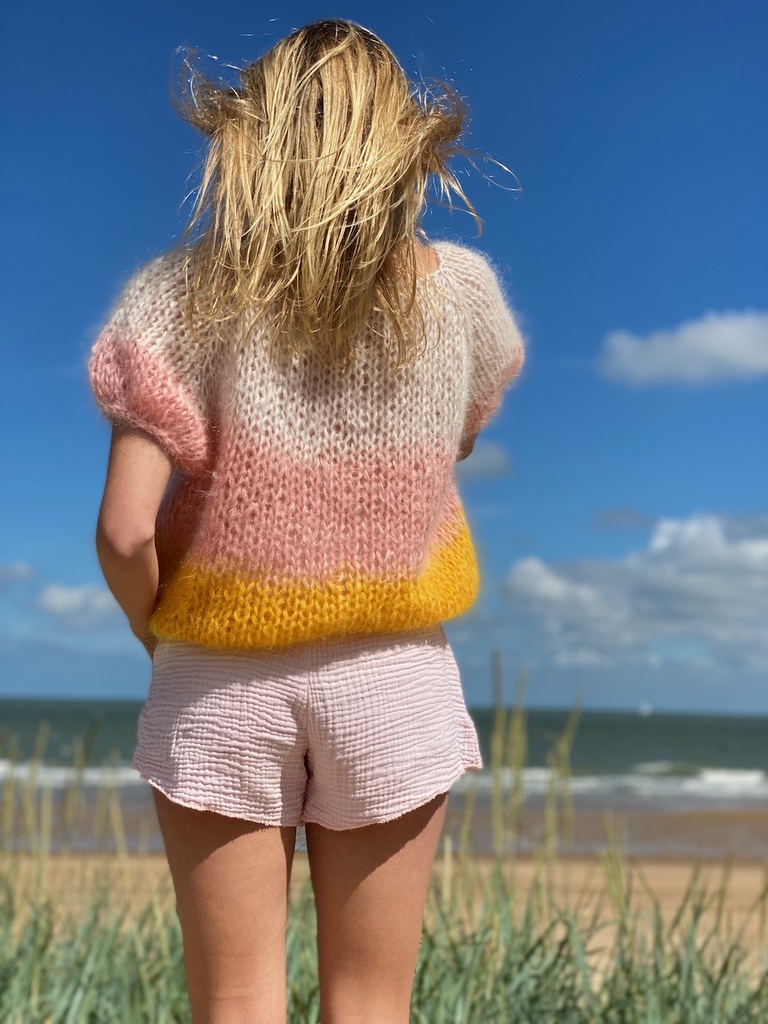 Poppy cropped top - Ombré - Cream/Rose/Yellow - Size S/M