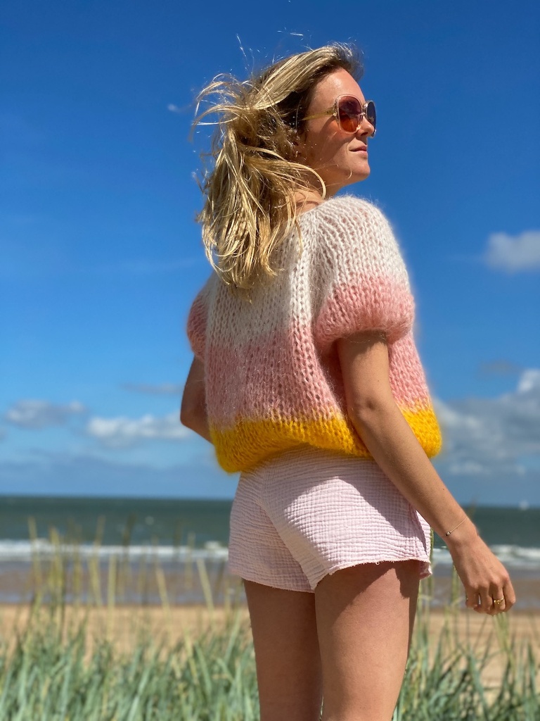 Poppy cropped top - Ombré - Cream/Rose/Yellow - Size S/M