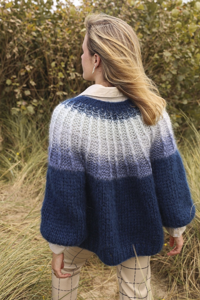 Camelia Cardigan - Ombre Royal Blue - Seafoam/Grey/Blue grey