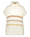 Babette turtle neck Tunic - Cream White - Beige/light brown stripes