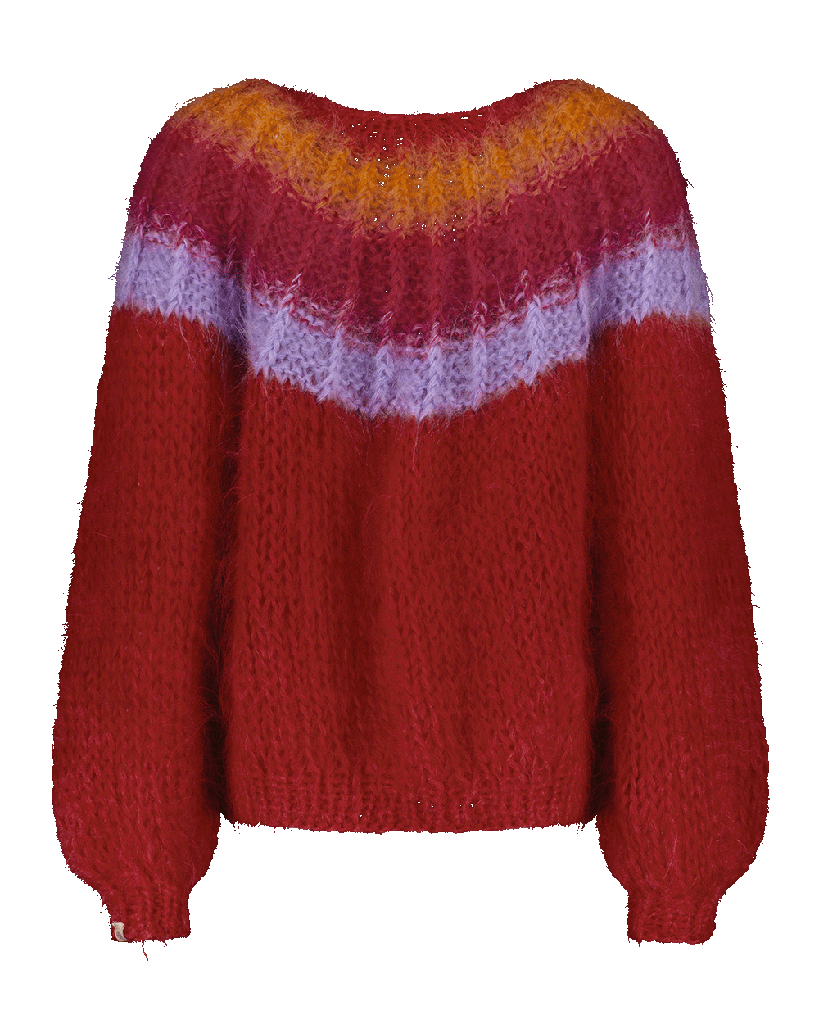 Camelia Cardigan - Ombre Red - Fuchsia/Lilac/Orange