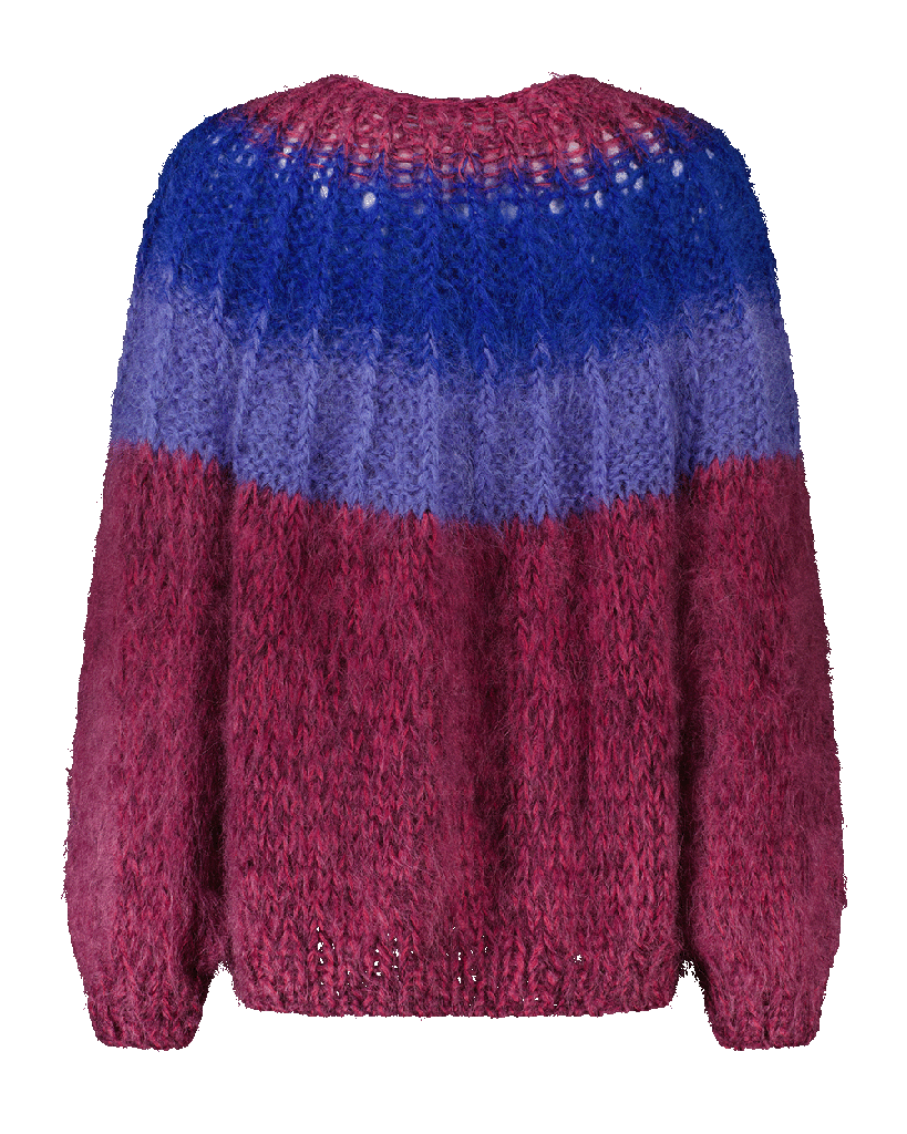 Camelia Cardigan - Ombre Burgundy - Mauve/Blue