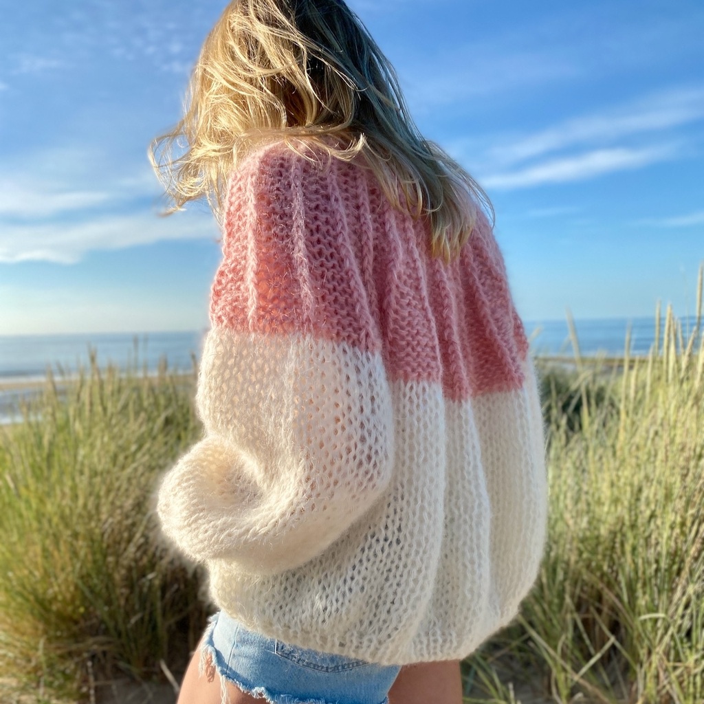 Camelia Cardigan - Ombre Cream - Rose