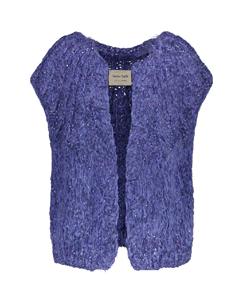 Hana cropped sleeveless cardigan - Mauve blue speckles